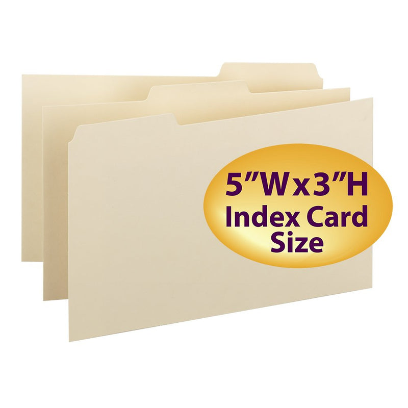[Australia - AusPower] - Smead Index Card Guide, 5"W x 3"H, with blank 1/3-Cut Tabs, Manila, 100 per Box (55030) 