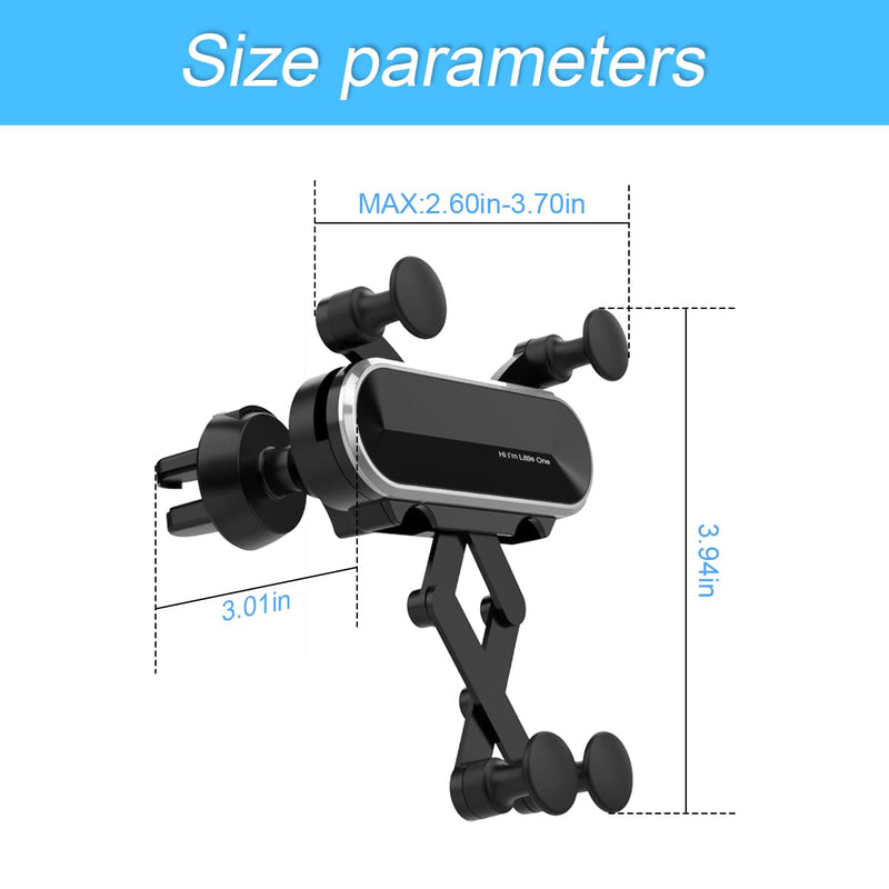 [Australia - AusPower] - Phone Holder Mount for Car, Adjustable Durable Gravity Phone Holder for Air Vent with Clip, Compatible with 4-7" Mobile Phones, Devices, Fit for Most Cars, Car Accessories (Silver) Silver 