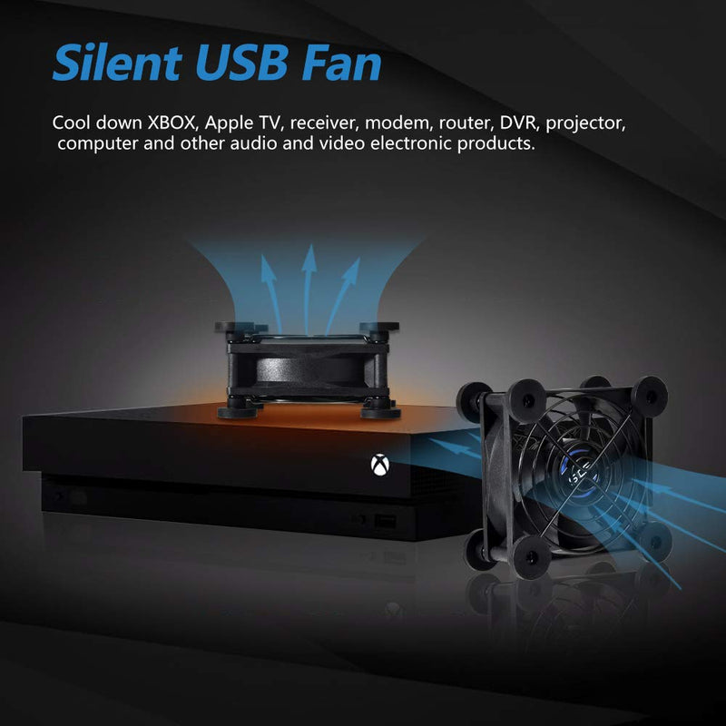 [Australia - AusPower] - SCCCF Dual 80mm USB Speed Control Fan, 5V Portable Cooling Fan for Flat-Screen TV Receiver Router DVR Playstation Xbox Computer Cabinet Cooler 