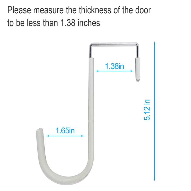 [Australia - AusPower] - 6 Pack Over The Door Hooks, Peasulin Over The Door Hangers Hooks, Soft Rubber Surface Prevents Scratches, White Door Hooks for Bathroom, Living Room, Kitchen Hanging Clothes, Towels, Shoe Bag, Hats 