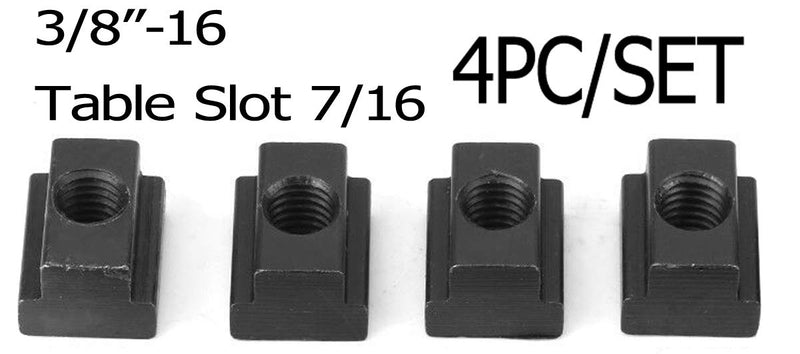 [Australia - AusPower] - 4PC Set T-Slot Nut Black Oxide Finish 3/8-16 Threads Table Slot 7/16 