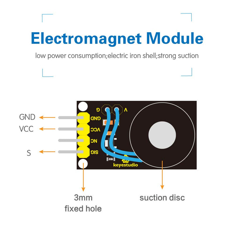 [Australia - AusPower] - KEYESTUDIO 5V DC Force Electric Lifting Magnet Solenoid Electromagnet Module for Arduino option 2 