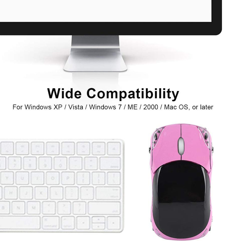 [Australia - AusPower] - Optical Car-Shape Mouse 2.4G Wireless Mouse Optical Mouse 1600DPI for Mac/ME/Windows PC/Tablet Gaming Office(Pink) Pink 