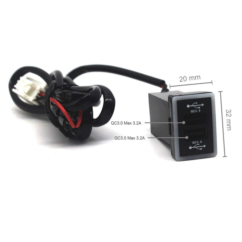 [Australia - AusPower] - Disscool Dual USB Power Socket for Toyota QC3.0, Quick Charge Car Charger USB Adapter for Smartphone/iPad/PDA and More,Max 6.4A Output (3220mm) 32*20mm 