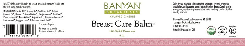 [Australia - AusPower] - Banyan Botanicals Breast Care Balm – Organic Herbal Salve with Tulsi & Palmarosa – for Breast Health – Promotes Healthy Circulation & Lymphatic Drainage – 4oz – Non GMO Sustainably Sourced Vegetarian 