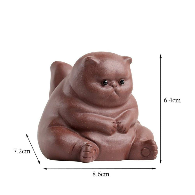 [Australia - AusPower] - SCE Purple Clay Tea Pet Samll Angry Cat Figurines, Cute Kung Fu Tea Crafts for Tea Room/Home/Car Decoration, Ideal Ornaments Gift for Tea Lovers 