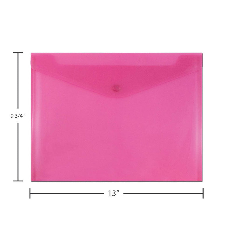 [Australia - AusPower] - JAM PAPER Plastic Envelopes with Snap Closure - Letter Booklet - 9 3/4 x 13 - Fuchsia Pink - 12/Pack Letter Size 