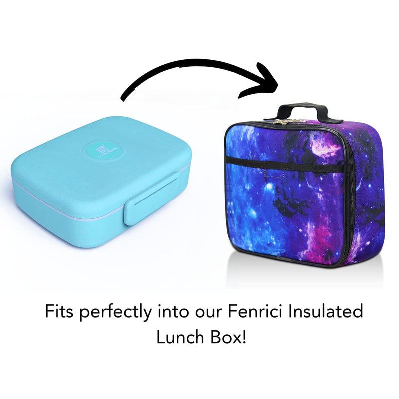 [Australia - AusPower] - Bento Lunch Box For Kids by Fenrici - 5 Leakproof Compartments, Microwave and Dishwasher Safe, BPA Free, Food Safe, 60% Wheat Straw (Cool Blue) Cool Blue 
