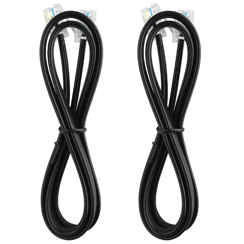 [Australia - AusPower] - NECABLES (2 Pack) RJ12 Cable 10ft Phone Cord RJ12 6P6C Male to Male Straight Wired for Both Data and Voice Use Black - 10 Feet 