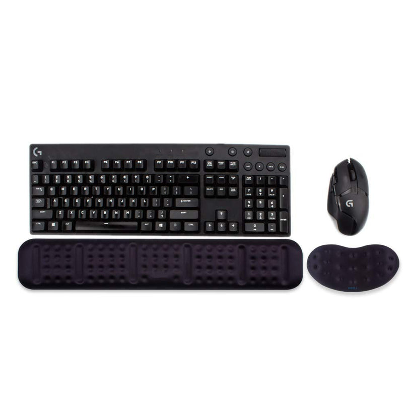 [Australia - AusPower] - BRILA Upgraded Ergonomic Keyboard and Mouse Wrist Rest Support Cushion Pad Set - Comfy Soft Memory Foam Gel Padding & Non-Slip Palm/Hand/Wrist Pain Relief Rest Pad for Office Work, PC Gaming, Laptop Black Bundle 