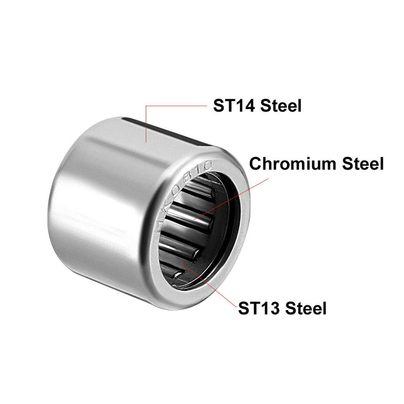 [Australia - AusPower] - uxcell HK0810 Drawn Cup Needle Roller Bearings, Open End, 8mm Bore Dia, 12mm OD, 10mm Width (Pack of 5) 8x12x10mm 