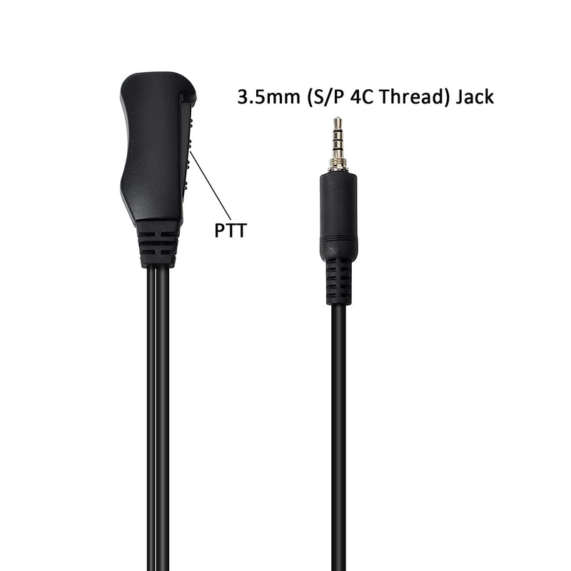 [Australia - AusPower] - HYS Surveillance Kit Acoustic Tube Earpiece Headset Built-in line mic PTT(Push to Talk) with Medium Silicon Earmold (3.5mm S/P 4C Thread) Jack for Yaesu Vertex VX-6R VX-7E VX-127 VX-170 Radio 