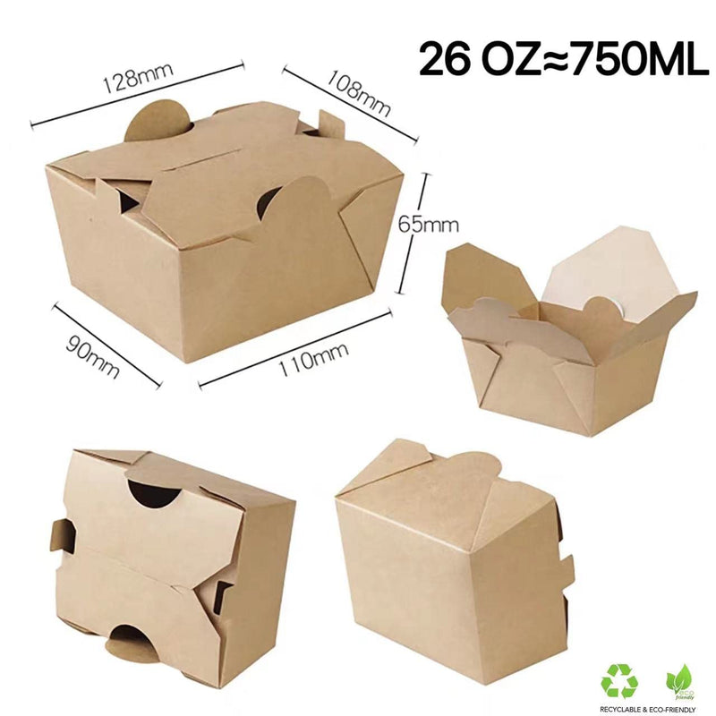 [Australia - AusPower] - Take Out Food Containers Microwaveable Kraft Brown Take Out Boxes 750 ml (10 Pack) 