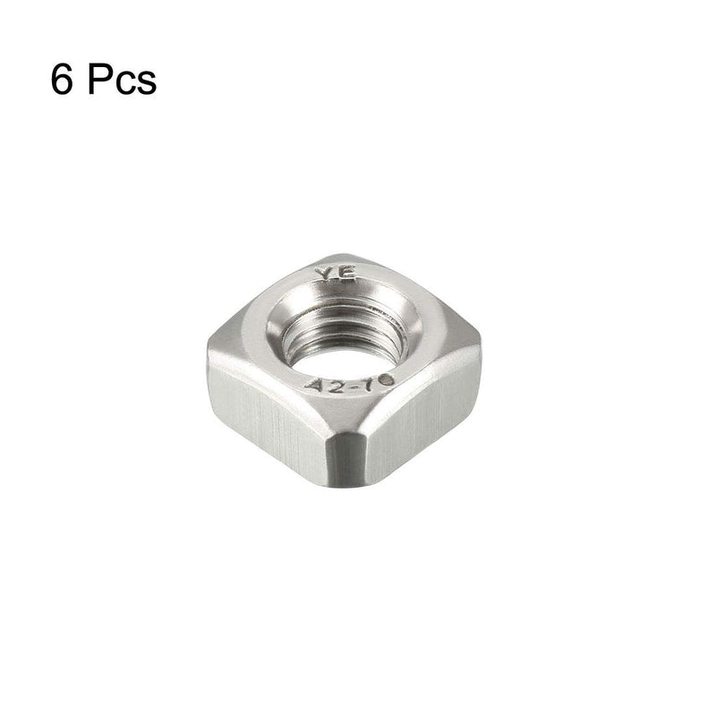 [Australia - AusPower] - uxcell M10 Square Nuts, 304 Stainless Steel Metric Coarse Thread Assortment Kit, 6 Pcs 