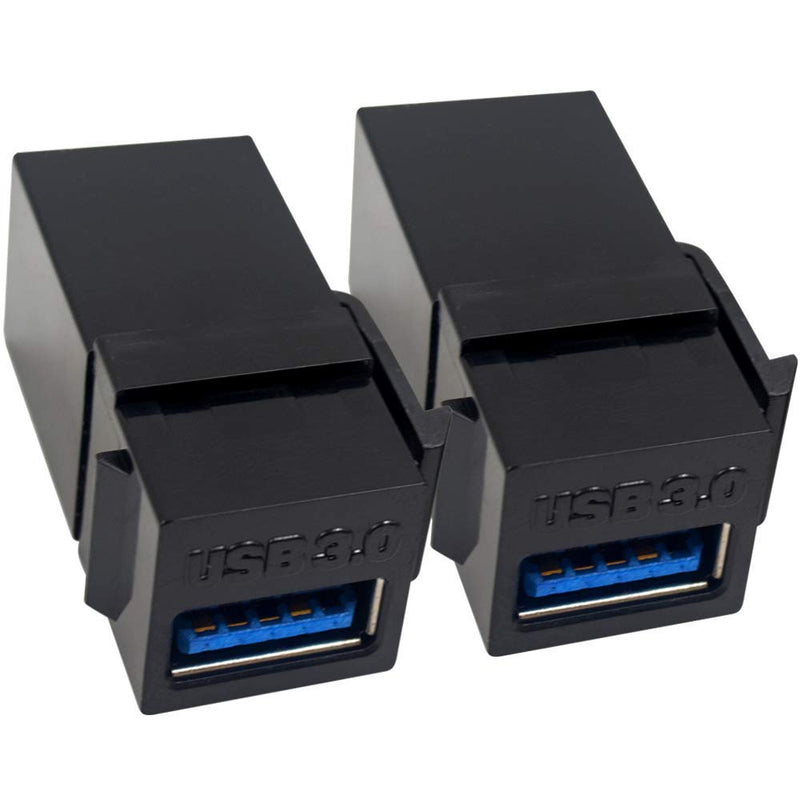 [Australia - AusPower] - Poyiccot USB 3.0 Keystone Jack Inserts, (2-Pack) USB to USB Adapters Female to Female Connector for Wall Plate Outlet Panel-Black 