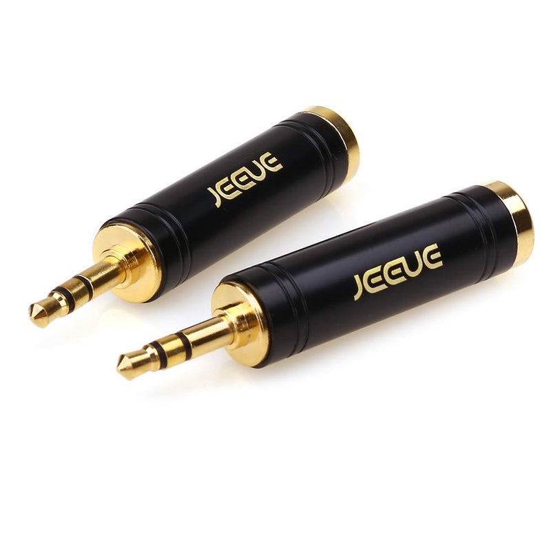 [Australia - AusPower] - 2PCS 1/4" to 3.5mm Headphones Adapter for Audio Connector Cable, Upgrade JEEUE 3.5mm Male TRS to 6.35mm Female Socket Stereo Pure Copper Jack Adaptor Bring You Professional Sound (Fashion Black) 