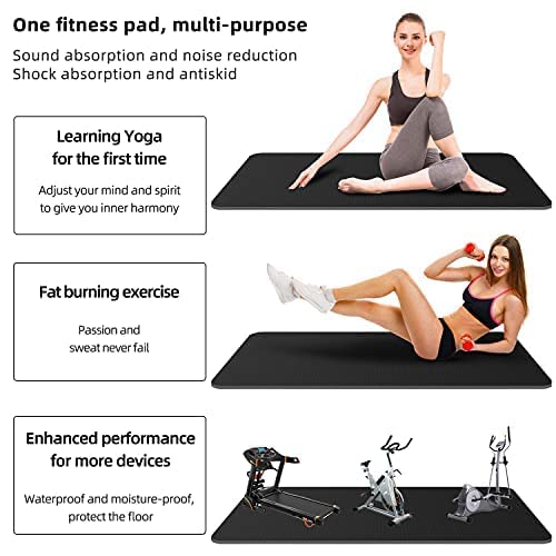 [Australia - AusPower] - Exercise Equipment Mat - Treadmill Mat, Exercise Bike Mat, Fitness Mat, Elliptical Mat, Jump Rope Mat, Yoga Mat, Gym Mat Use on Hardwood Floors and Carpet Protection Small - 47.3" x 23.6" 