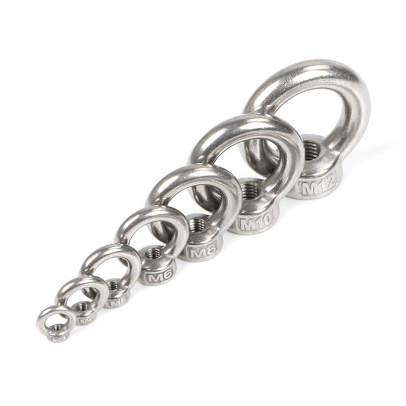 [Australia - AusPower] - 10 PCS 304 Stainless Steel M3 Thread Dia Ring Shape Eyed Bolt Lifting Eye Nut Fastener 