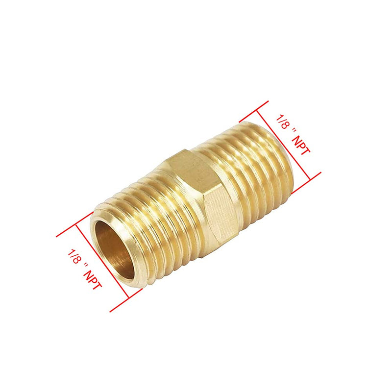 [Australia - AusPower] - Joytube 10 Pcs Brass Pipe fittings, 1/8" x 1/8" NPT Male Hex Nipple adapter coupler 1/8" X 1/8" NPT-10pcs 