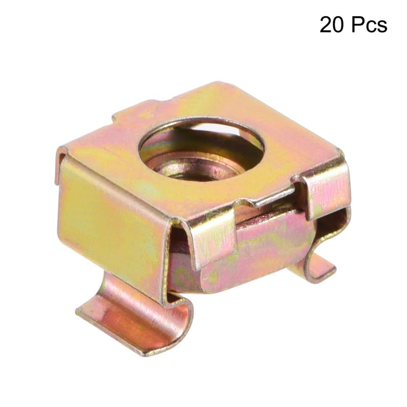 [Australia - AusPower] - uxcell® M4 Cage Nuts for Server Rack Cabinet, Carbon Steel Yellow Zinc Plated, Pack of 20 
