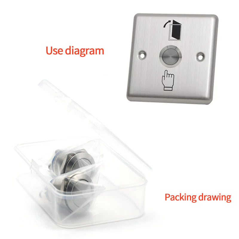 [Australia - AusPower] - 2PCS 19mm Momentary Push Button Switch Waterproof IP67 Stainless Steel 12V 24V 110V 120V 1NO Screw Terminal UL Listed (Silver, Flat Round) Silver 