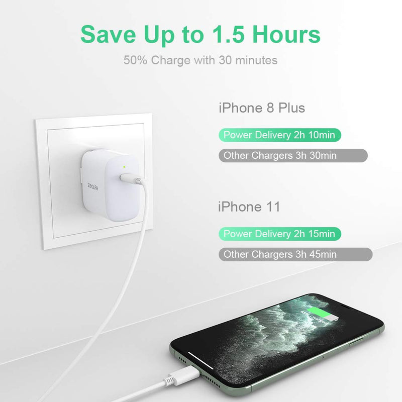 [Australia - AusPower] - iPhone 12 Fast Charger MFi Certified, 18W USB C Fast Wall Adapter with 3.9ft USB C-L Cable, Compatible with New iPhone 12/12 Mini / 12 Pro / 12 Pro Max /iPad Pro, Foldable Plug, LED Indicator 