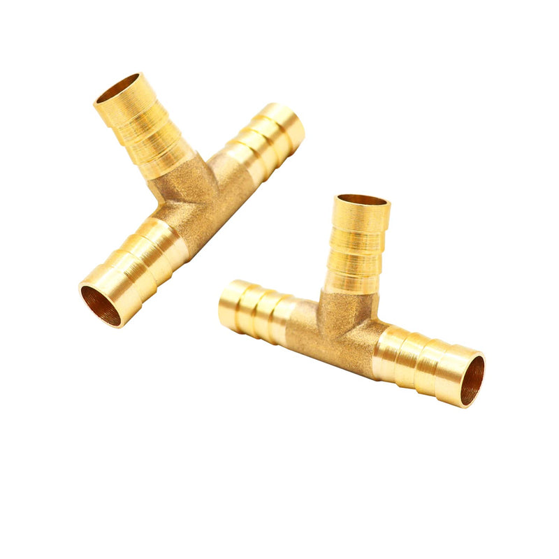 [Australia - AusPower] - Tnuocke 3pcs 3/8" Brass Tee Barb Fittings,3 Way Union Intersection Fitting T Shape Barbed Splitter Fitting Splicer with Hose Clamps for Water Fuel Air H-058-3/8 Tee-3/8-3PCS 