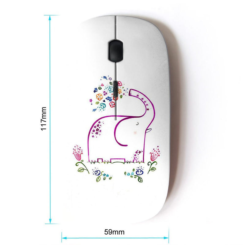[Australia - AusPower] - KOOLmouse [ Optical 2.4G Wireless Mouse ] [ Minimalist Elephant White Happy ] 