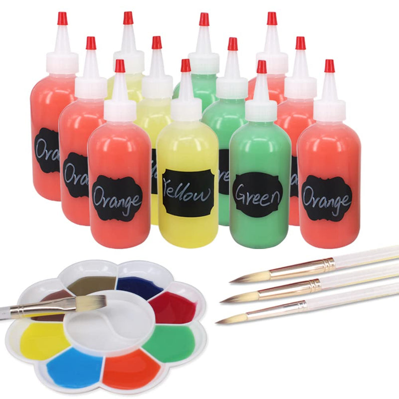 [Australia - AusPower] - Belinlen 12 Pack 6-Ounce Plastic Squeeze Bottles with 12pcs Red Tip Caps and Measurement - Good for Crafts, Art, Glue, Multi Purpose Set of 12 with 1 Red Funnel 6oz 12pack 