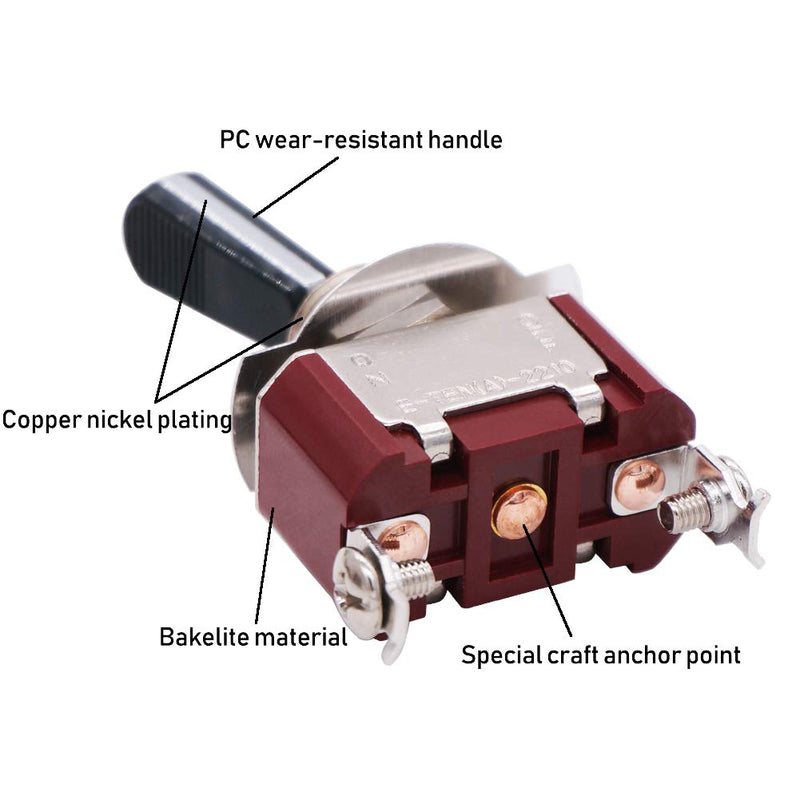 [Australia - AusPower] - Twidec/Heavy Duty Rocker Toggle Switch 16A 250V SPST 2 Position 2 Pin ON/Off Switch with Black PC Wear-Resistant Handle TEN-A-2210BK-A101 