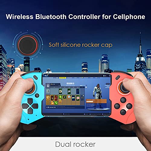 [Australia - AusPower] - Gamepad Controller for iOS, Megadream Wireless MFi Gaming Gamepad Joystick for iPhone 13/12/Pro/Mini, iPhone 11/11 Pro/Max, iPhone Xs, XR X, 8 Plus, 8, iPad, MacBook, iOS 13.4+ - Direct Play Red+Blue 