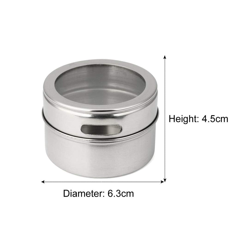 [Australia - AusPower] - 2 Pieces Magnetic Spice Tins Magnetic Spice Jars Multi-Purpose Storage Tin Clear Top Lid with Sift or Pour Organizer Storage Condiment Container 