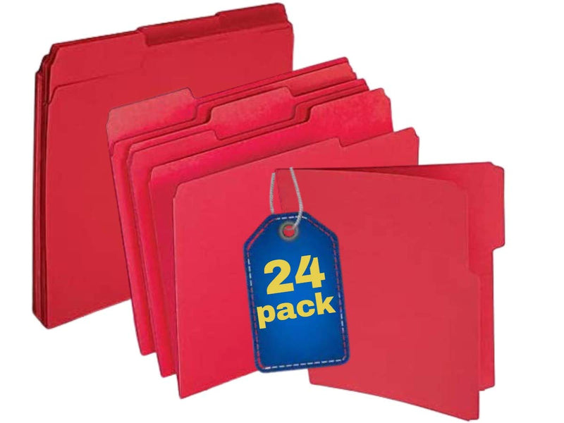 [Australia - AusPower] - 1InTheOffice Red File Folders, Top-Tab File Folders, 3 Tab, Red, Letter Size, 24/Pack 