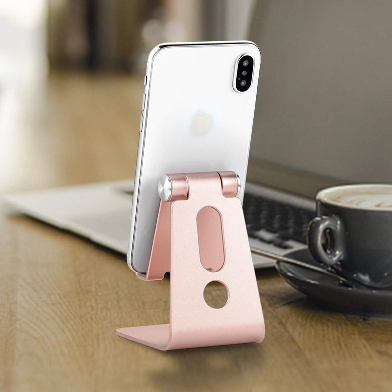 [Australia - AusPower] - Emoly Adjustable Cell Phone Stand, 2020 Aluminum Desktop Cellphone Stand with Anti-Slip Base and Convenient Charging Port, Fits All Smart Phones (Pink) Pink 