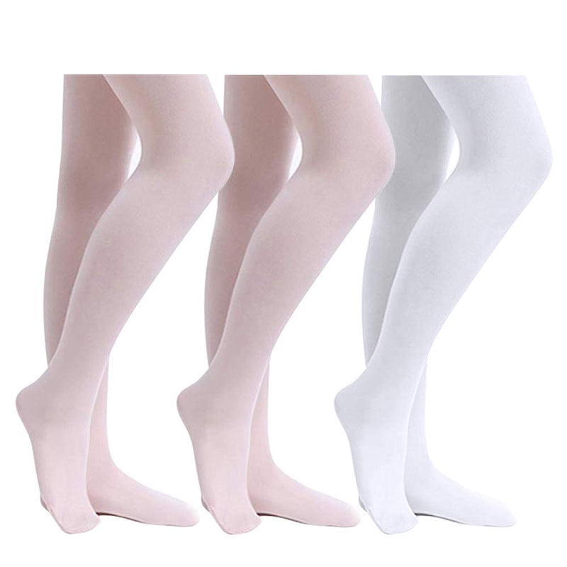 [Australia - AusPower] - STELLE Girls' Ultra Soft Pro Dance Tight/Ballet Footed Tight (Toddler/Little Kid/Big Kid) 2-4T 2 Ballet Pink+1 White 