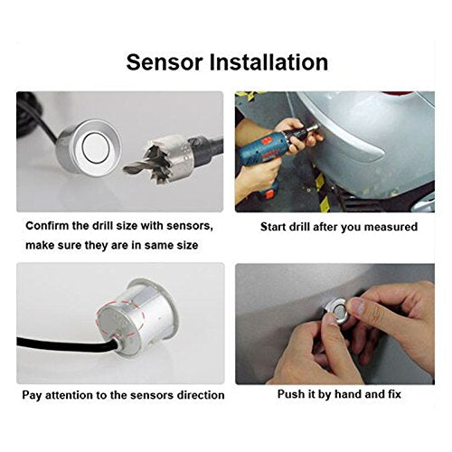 [Australia - AusPower] - Tiemahun LED Parking Sensors Car Auto Vehicle Reverse Backup Radar System, Sound Warning, Water Resistant Anti-Freeze, 22MM Diameter Sensor 2.3M Cable X68D (White) White 