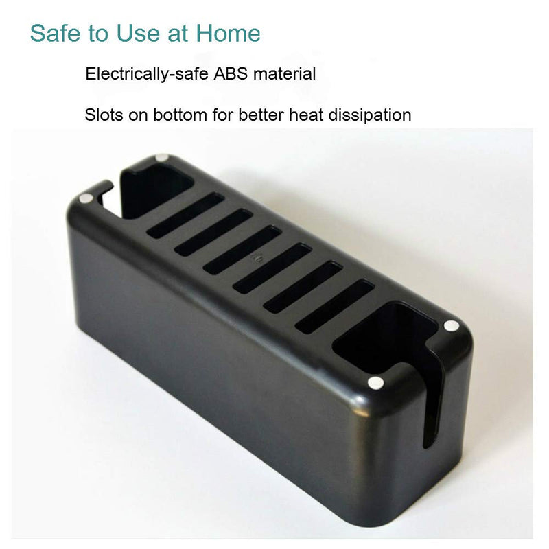 [Australia - AusPower] - Sourcemall Cable Management Box| Power Stripe Organizer|Cord Organizer Box| Hide and Conceal Power Strips and Electrical Cords from TVs, Computers, and Desks| Keep Pets Safe Black 