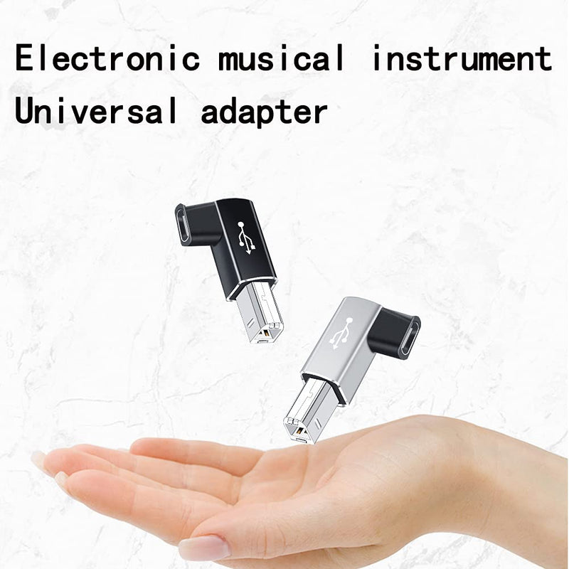 [Australia - AusPower] - USB C Female to Midi 90 Degree Adapter, 2Pack Right and Left Female USB C to Male USB B Printer Adapter, Compatible with Printers, MIDI, Eectric Pianos, Synthesizers, USB Microphones 