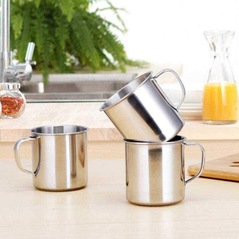 [Australia - AusPower] - Stainless Steel Coffee Cup with Handle 6 Pcs Camping Cup 4oz Stainless Steel Espresso Cups 2.362.17Inch Metal Shot Glasses Tea Mug Cup Tea Party Great for Outdoor Events Picnics Party 