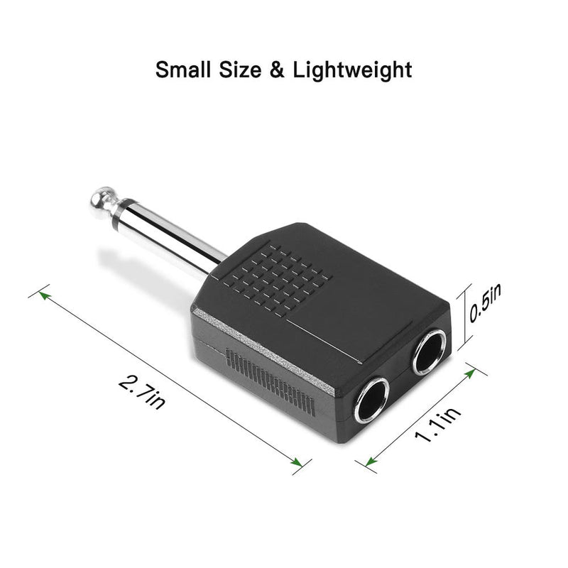 [Australia - AusPower] - Jelanry 1/4" 6.35mm Stereo Plug Male to Dual 1/4" 6.35mm Jack Female Splitter Adapter, Dual 6.5mm Jack Adapter Audio Y Cable Splitter for Guitar, Microphone, Amplifier TAA Compliant Black 2Pack 