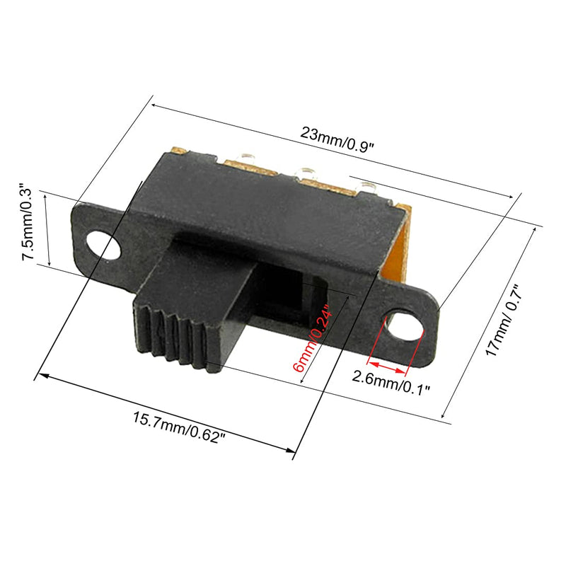 [Australia - AusPower] - uxcell 10 Pcs High Knob 6 Pin 3 Position DPDT Panel Slide Switch 0.5A 50V DC 