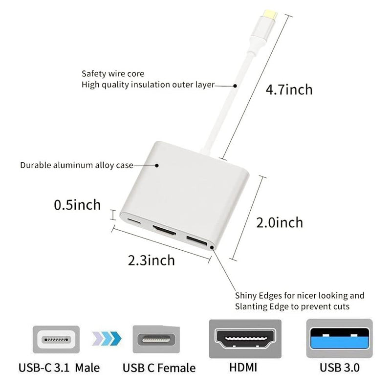 [Australia - AusPower] - USB C to HDMI Adapter, QCEs USB-C Multiport Hub with PD Charger 4K Portable Dock Compatible with Samsung Dex Station Galaxy S20 S10 S10+ S9 S8 Plus Note 10/9 Tab S4 MacBook Pro/Air 2019 iPad Pro 