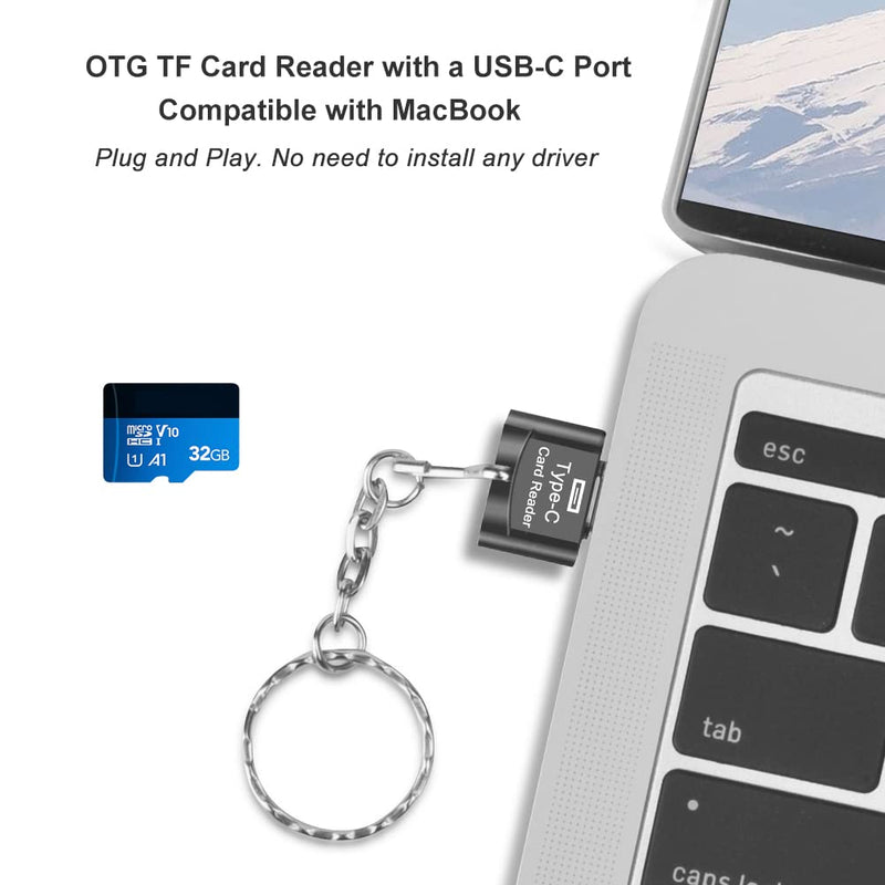 [Australia - AusPower] - Micro SD Card Reader, BorlterClamp USB C TF Card Reader, USB C to Micro SD Memory Card Reader with USB C to USB Adapter, Compatible with MacBook, Laptops, Galaxy Phones and More 