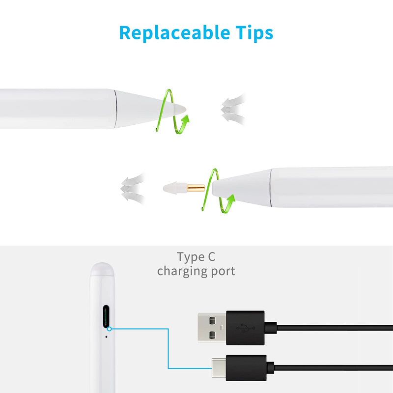 [Australia - AusPower] - iPad Pencil 8 Generation,2020 Newest Pencil Stylus Compatible with Apple Pencil for 10.2" iPad 8 Generation Pen Palm Rejection 1.5mm Fine Tip Drawing and Sketching Stylus Pencil,White 