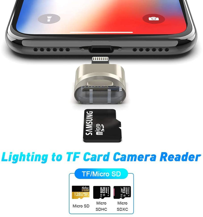 [Australia - AusPower] - Micro SD Card Reader for iPhone / Pad, Mtakyi Aluminum to Micro SD Card Plug, Trail Game Camera Memory Card Reader for TF / Micro SD / Micro SDXC / Micro SDHC Card, USB 3.0 Adapter Plug and Play 
