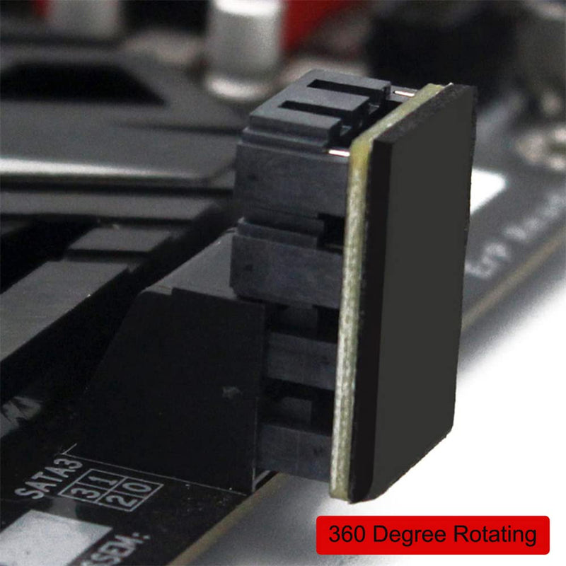 [Australia - AusPower] - NFHK Dual SATA 7Pin Female to 7Pin Male 360 Degree Angled Adapter Low Profile for Desktops SSD HDD Mainboard Motherboard Dual SATA 360 Angled 