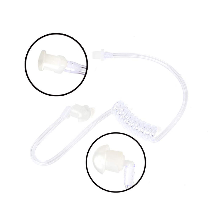 [Australia - AusPower] - TWAYRDIO Replacement Clear Acoustic Tube with One Pair Medium Ear Molds and Small Medium Large Silicone Rubber Mushroom Ear Tips Ear Bud for Two Way Radio Earpiece and Headset 