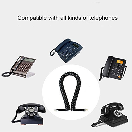 [Australia - AusPower] - Pasow Telephone Handset Coil Cord Phone Reciever RJ9 Coiled Cable,Coiled Length 0.8 to 6 feet Uncoiled (Black) Black 