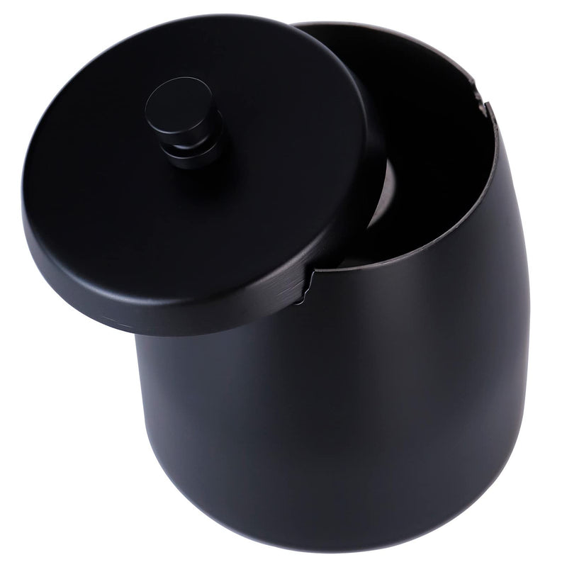 [Australia - AusPower] - Large Ashtray with Lid for Cigarette, Stainless Steel Smokeless Odorless Windproof Ashtrays for Home Office Tabletop Outside Patio Outdoor Balcony(3.55"x3.0"x3.35") Black Large 
