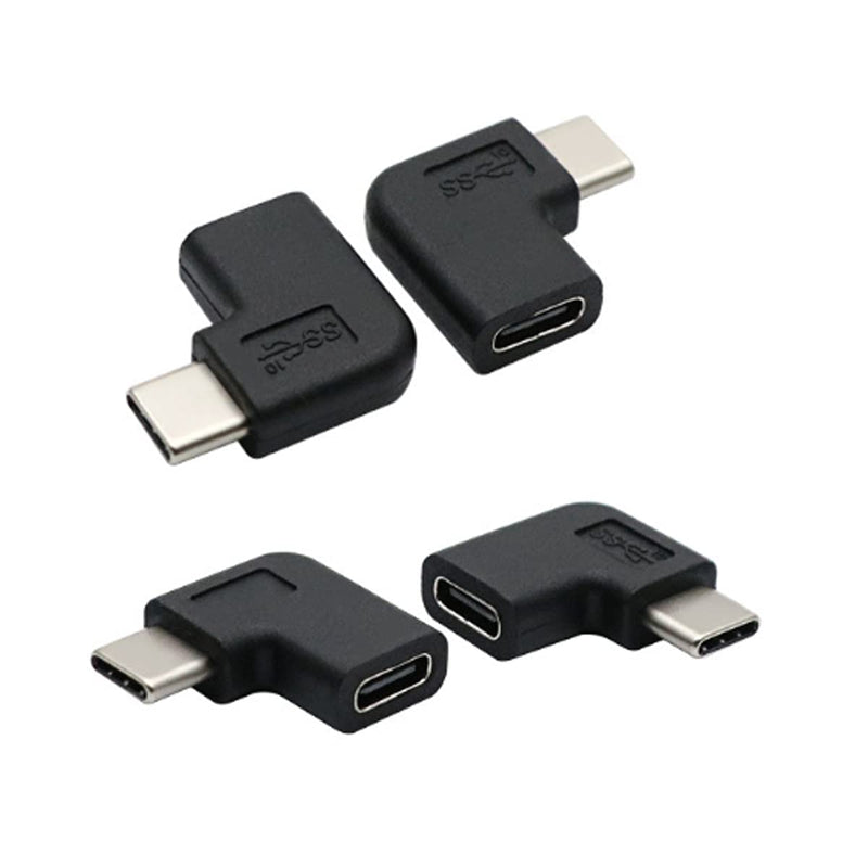 [Australia - AusPower] - 3 Pack USB Type C 90 Degree Elbow L Shape Right Left Angle adapters Female to Male USB-c Extension with Carry Pouch 3 pack 